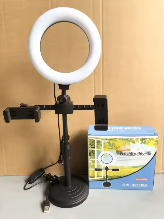 Support et Lampe Anneau LED 6 Pouces 16cm – Kit Vlogging & Live avec Supports Téléphone