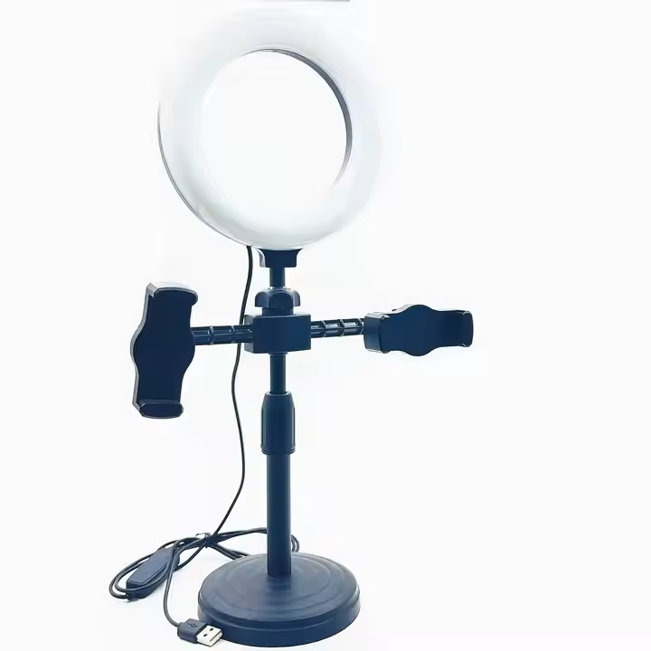 Support et Lampe Anneau LED 6 Pouces 16cm – Kit Vlogging & Live avec Supports Téléphone
