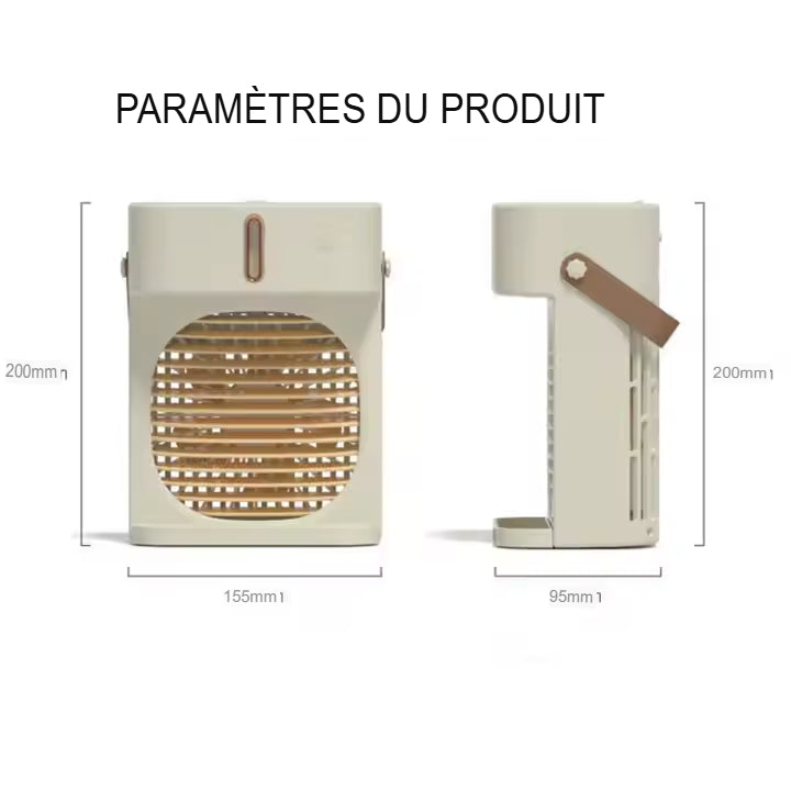 Mini clim-Ventilateur de bureau rechargeable par USB Ventilateurà double pulvérisation hydratant longue durée de vie de la batterie 3 vitesses petit refroidisseur d'air en plastique