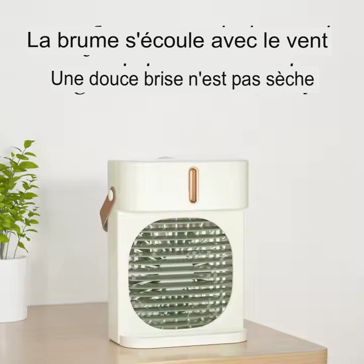 Mini clim-Ventilateur de bureau rechargeable par USB Ventilateurà double pulvérisation hydratant longue durée de vie de la batterie 3 vitesses petit refroidisseur d'air en plastique
